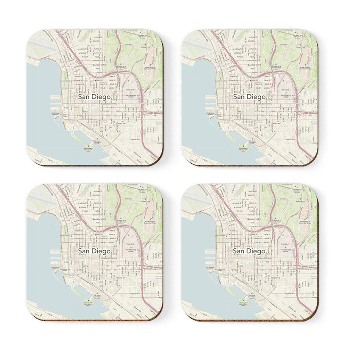 U.S. City Map Square Coffee Drink Coasters Gift, Vintage Map-Set of 4-Andaz Press-NY-