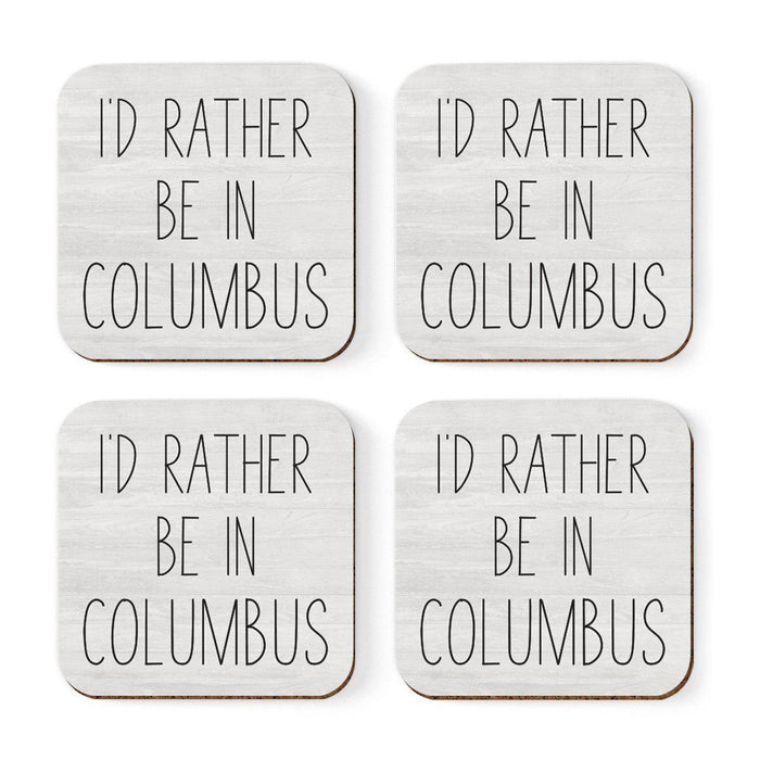 U.S. City Square Coffee Drink Coasters Gift, I'd Rather Be in Part 1-Set of 4-Andaz Press-Columbus-