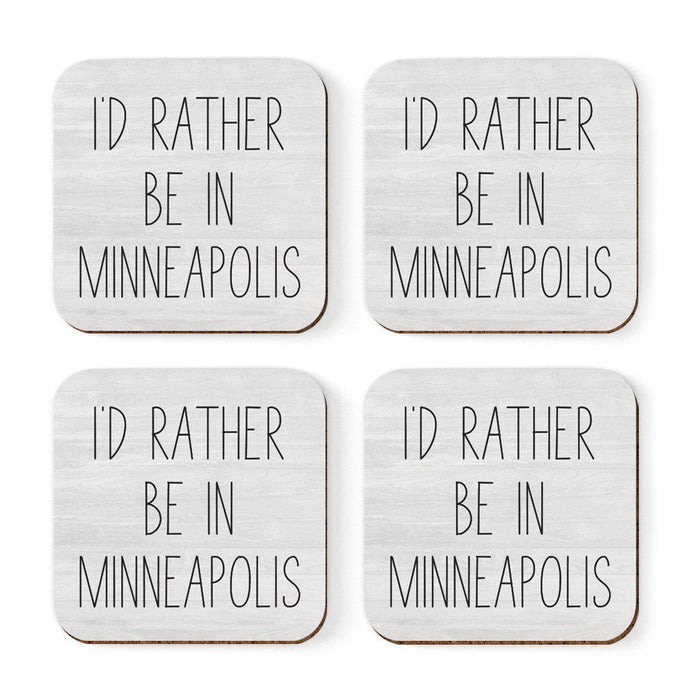 U.S. City Square Coffee Drink Coasters Gift, I'd Rather Be in Part 2-Set of 4-Andaz Press-Minneapolis-