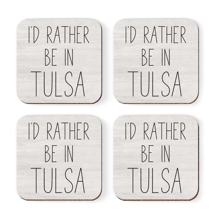 U.S. City Square Coffee Drink Coasters Gift, I'd Rather Be in Part 2-Set of 4-Andaz Press-Tulsa-