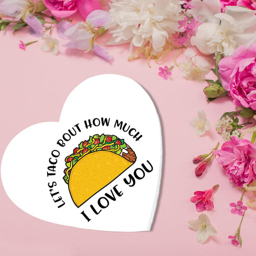 Valentine's Day Heart Shaped Box With Lid, Reusable Heart Box-Set of 1-Andaz Press-Let's Taco Bout How Much I Love You-