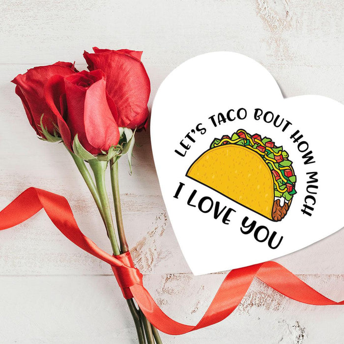 Valentine's Day Heart Shaped Box With Lid, Reusable Heart Box-Set of 1-Andaz Press-Let's Taco Bout How Much I Love You-