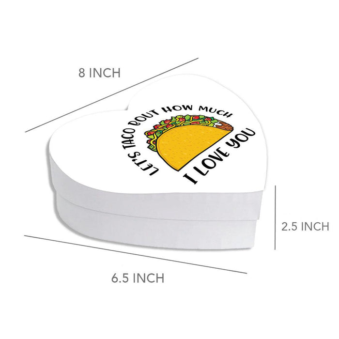 Valentine's Day Heart Shaped Box With Lid, Reusable Heart Box-Set of 1-Andaz Press-Let's Taco Bout How Much I Love You-