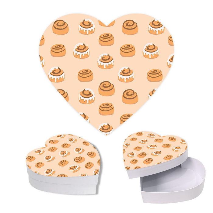 Valentine's Day Heart Shaped Box With Lid, Reusable Heart Box-Set of 1-Andaz Press-Cinnamon Rolls-