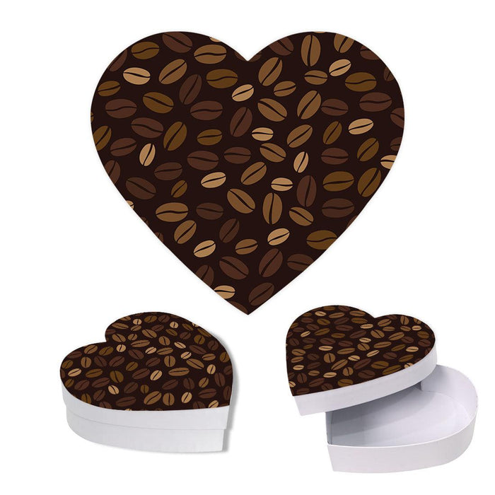 Valentine's Day Heart Shaped Box With Lid, Reusable Heart Box-Set of 1-Andaz Press-Coffee Beans-