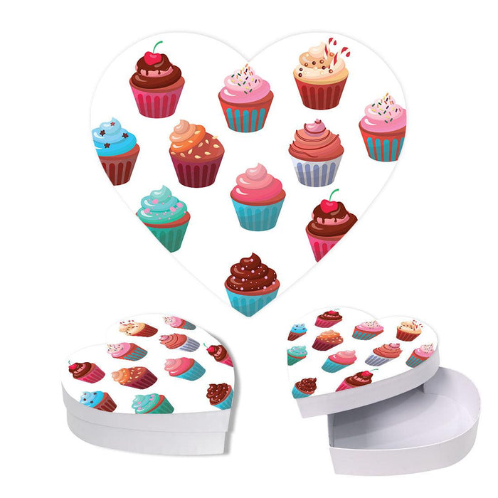 Valentine's Day Heart Shaped Box With Lid, Reusable Heart Box-Set of 1-Andaz Press-Cupcakes-