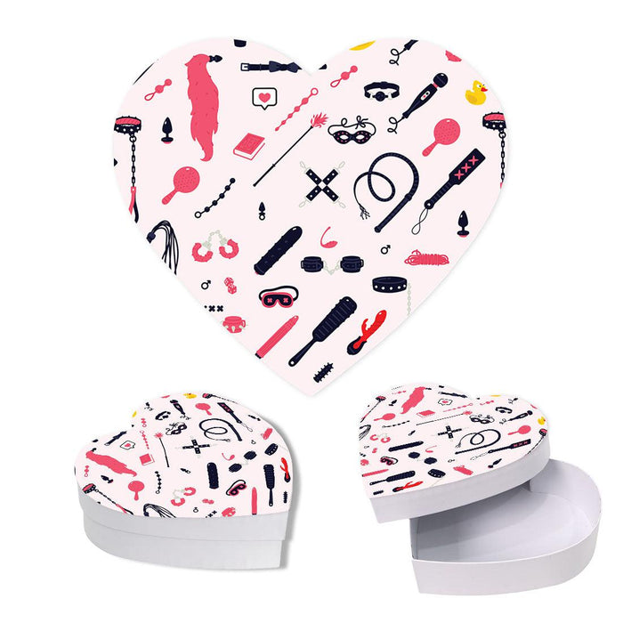 Valentine's Day Heart Shaped Box With Lid, Reusable Heart Box-Set of 1-Andaz Press-Sexy Print-