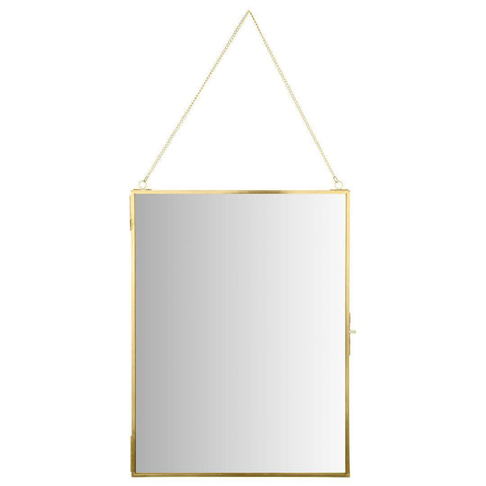 Vertical Rectangle Wall Photo Mirror With Chain-Set of 1-Koyal Wholesale-Gold-
