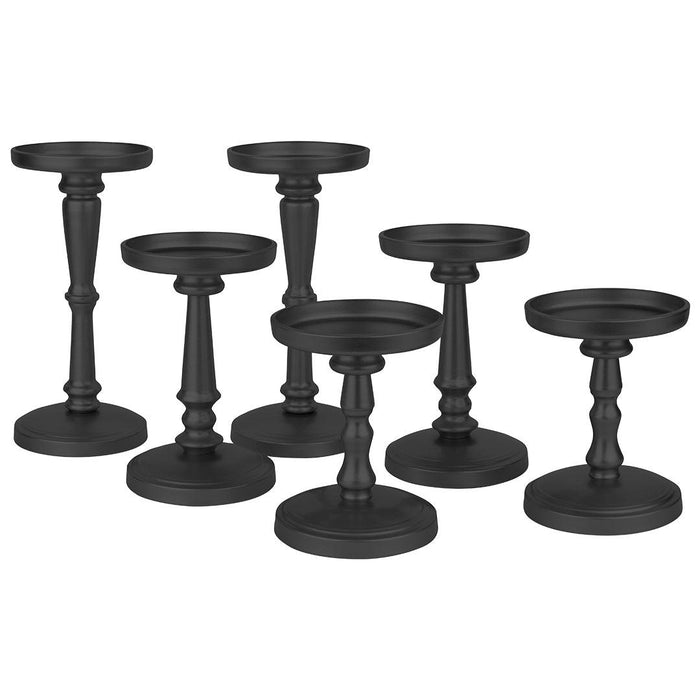 Vintage Antique Metal Pillar Candle Holders, Set of 6-Set of 6-Koyal Wholesale-Black-