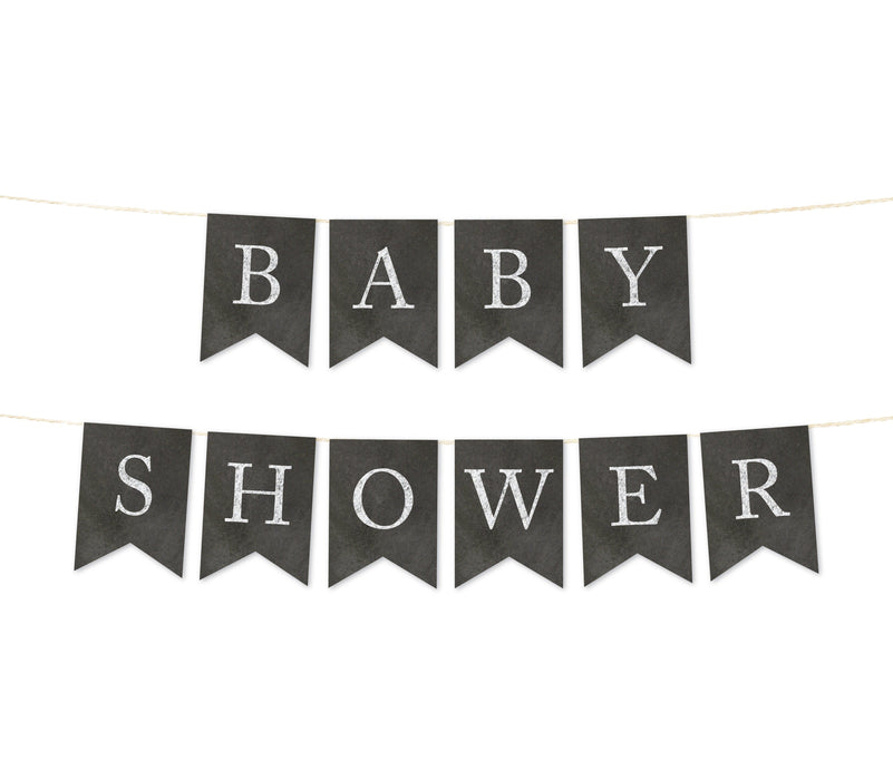 Vintage Chalkboard Baby Shower Pennant Party Banner-Set of 1-Andaz Press-Baby Shower-