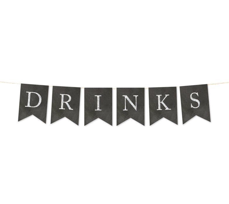 Vintage Chalkboard Pennant Party Banner-Set of 1-Andaz Press-Drinks-