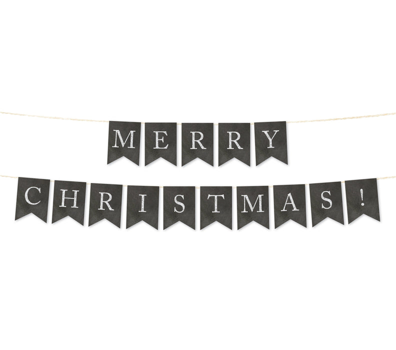 Vintage Chalkboard Pennant Party Banner-Set of 1-Andaz Press-Merry Christmas!-