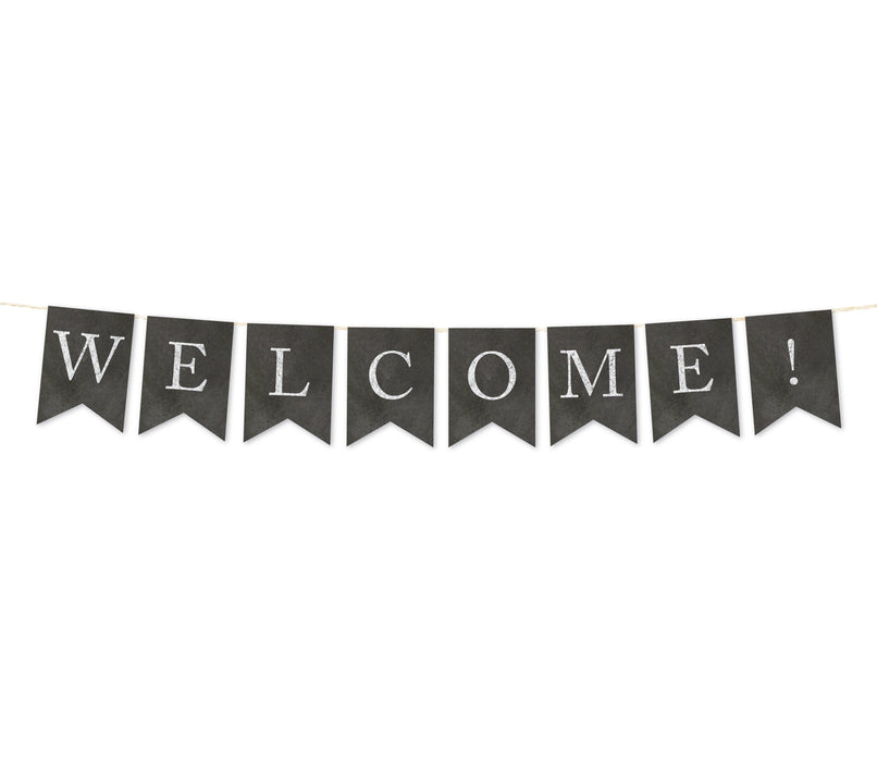 Vintage Chalkboard Pennant Party Banner-Set of 1-Andaz Press-Welcome!-