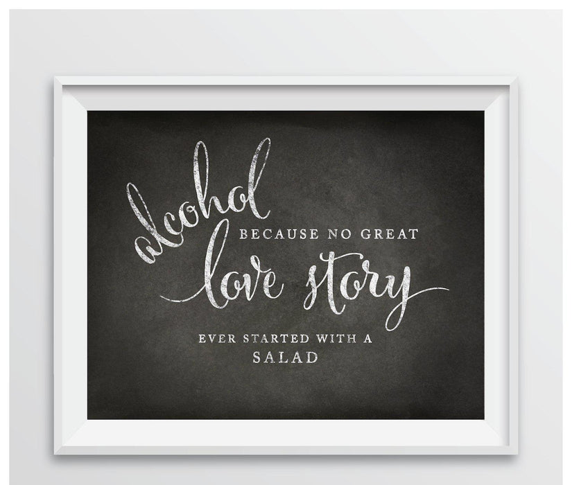 Vintage Chalkboard Wedding Party Signs-Set of 1-Andaz Press-Alcohol, No Story Started With A Salad-