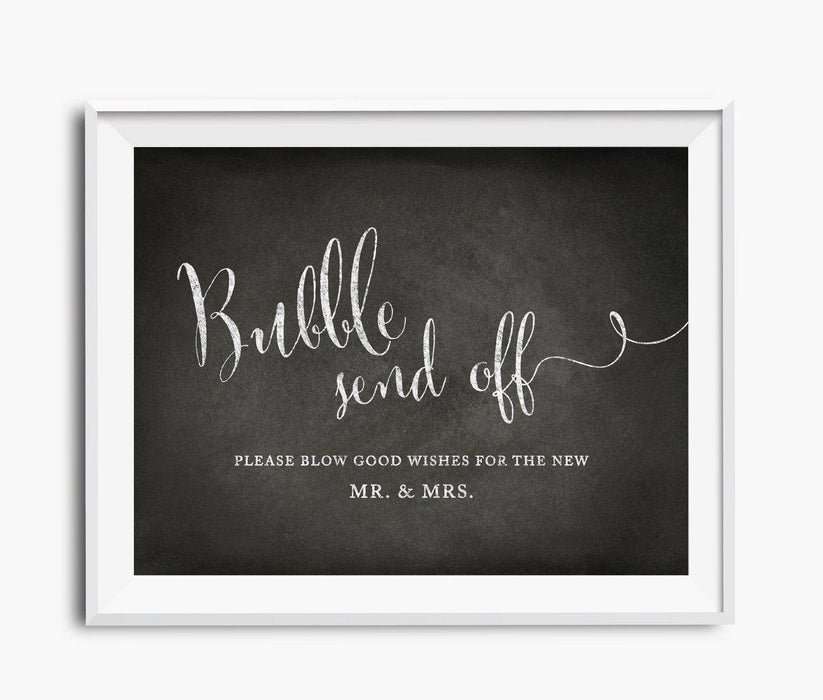 Vintage Chalkboard Wedding Party Signs-Set of 1-Andaz Press-Bubbles Send Off - Blow Good Wishes-