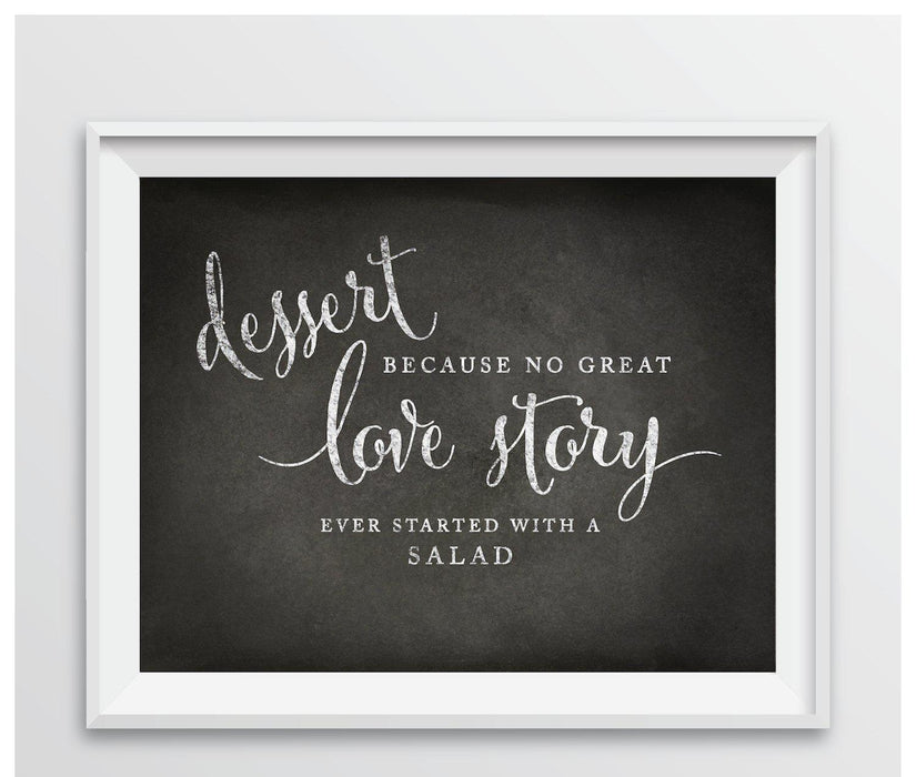 Vintage Chalkboard Wedding Party Signs-Set of 1-Andaz Press-Dessert, No Story Started With A Salad-