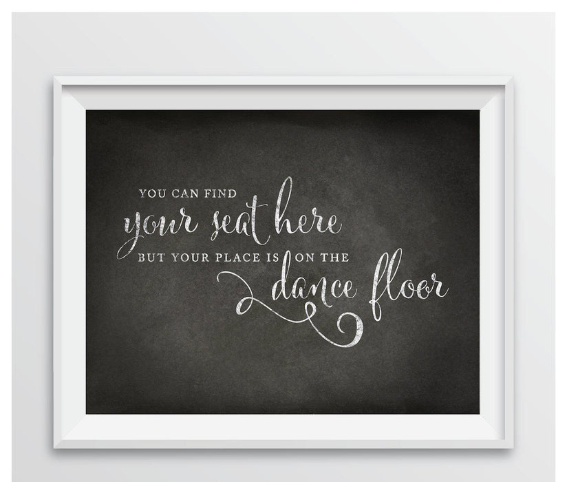 Vintage Chalkboard Wedding Party Signs-Set of 1-Andaz Press-Find Your Seat Here, Place On Dance Floor-