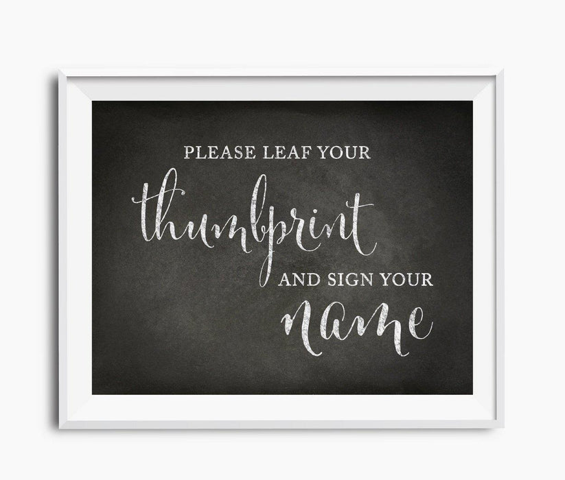 Vintage Chalkboard Wedding Party Signs-Set of 1-Andaz Press-Leaf Your Thumbprint-