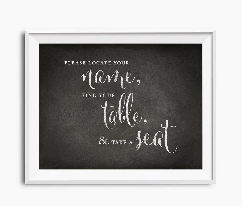 Vintage Chalkboard Wedding Party Signs-Set of 1-Andaz Press-Locate Your Name, Find Table, Take Seat-