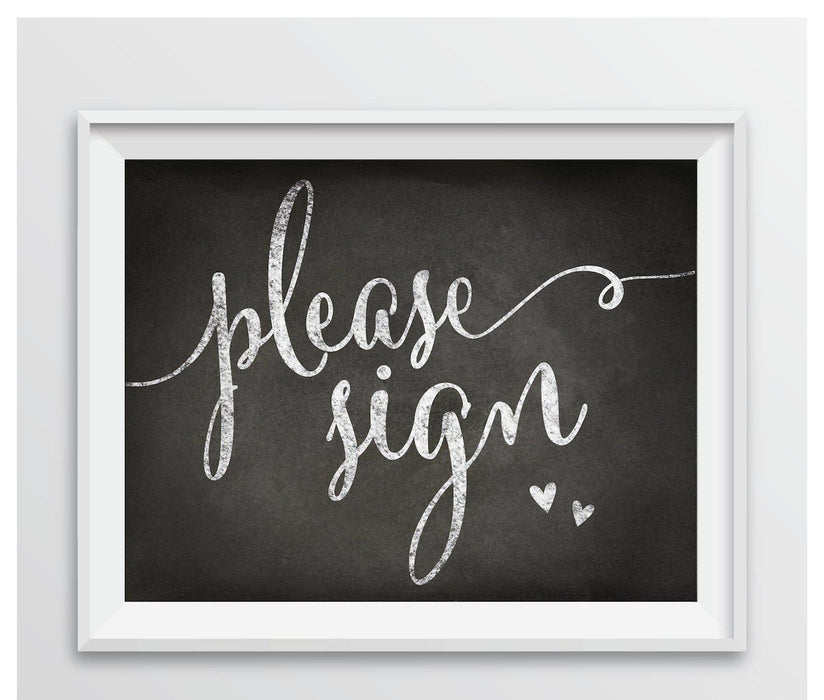 Vintage Chalkboard Wedding Party Signs-Set of 1-Andaz Press-Please Sign-