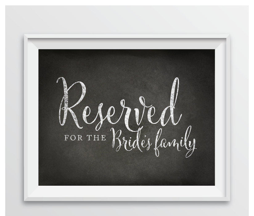 Vintage Chalkboard Wedding Party Signs-Set of 1-Andaz Press-Reserved For The Bride's Family-