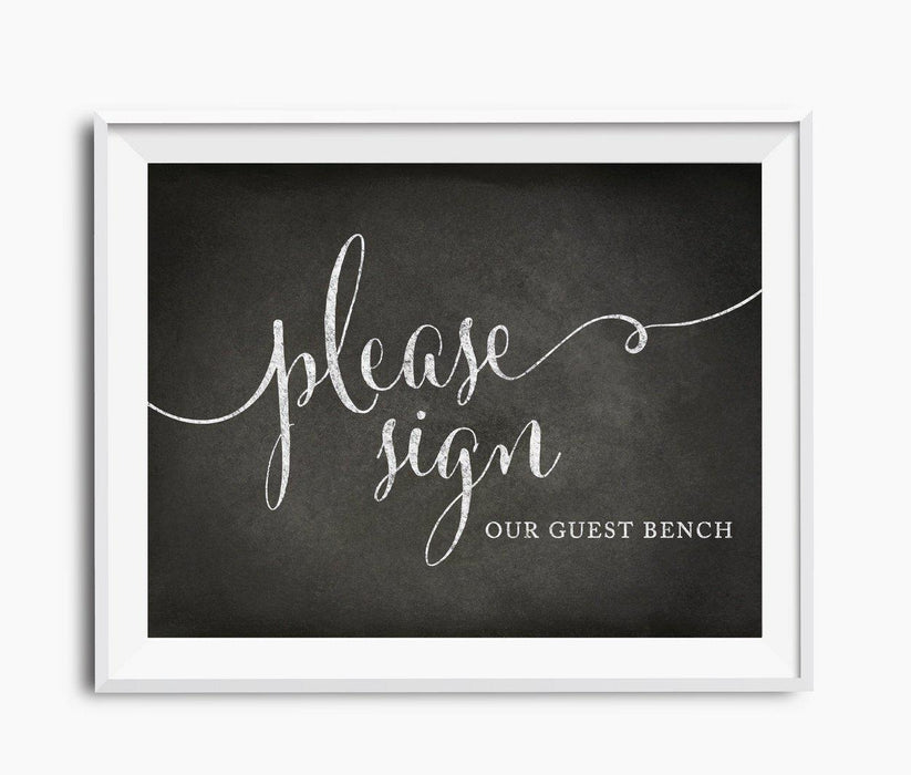 Vintage Chalkboard Wedding Party Signs-Set of 1-Andaz Press-Sign Our Guest Bench-