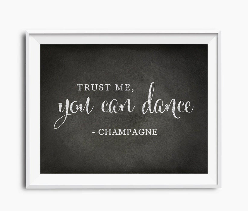 Vintage Chalkboard Wedding Party Signs-Set of 1-Andaz Press-Trust Me, You Can Dance - Champagne-