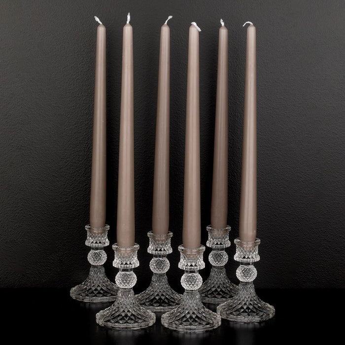 Vintage Glass Taper Candle Holders-Set of 6-Koyal Wholesale-Clear-