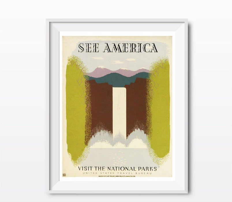Vintage Government Wall Art, Works Project Administration-Set of 1-Andaz Press-See America Visit the National Parks-