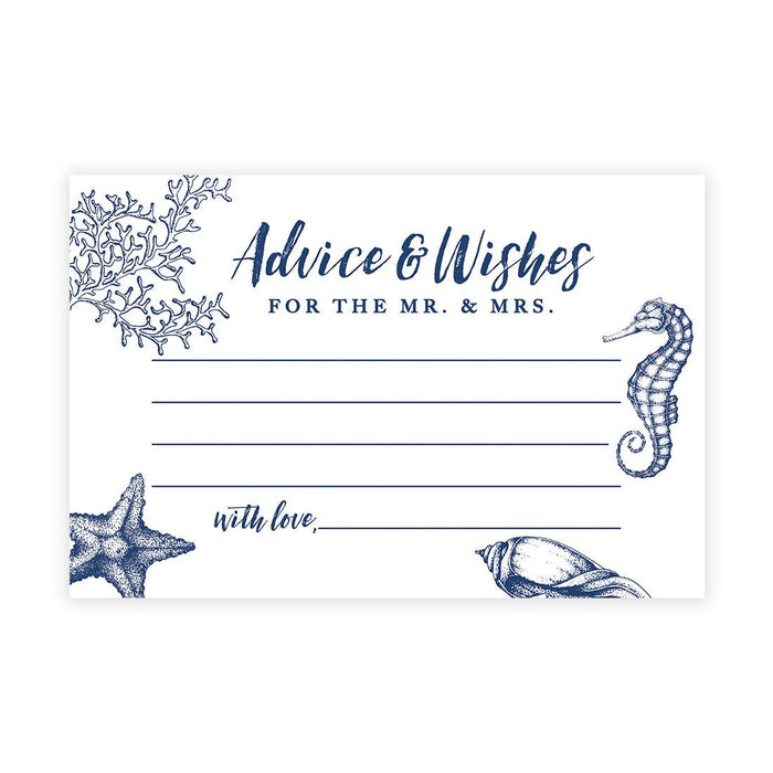 Wedding Advice & Well Wishes Guest Book Cards for Bride and Groom Design 1-Set of 56-Andaz Press-Nautical Sea Life-