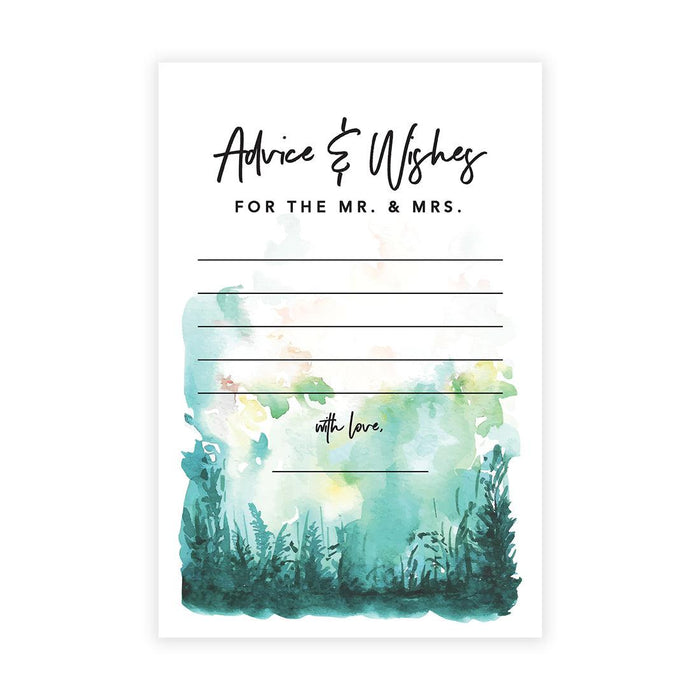 Wedding Advice & Well Wishes Guest Book Cards for Bride and Groom Design 1-Set of 56-Andaz Press-Watercolor Forest Theme-