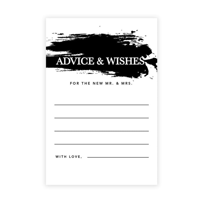 Wedding Advice & Well Wishes Guest Book Cards for Bride and Groom Design 2-Set of 56-Andaz Press-Black Brushstroke-