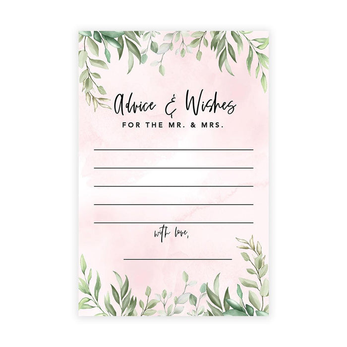 Wedding Advice & Well Wishes Guest Book Cards for Bride and Groom Design 2-Set of 56-Andaz Press-Blush Pink Greenery Leaves-