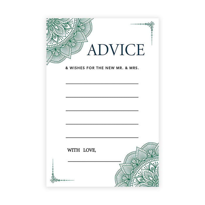 Wedding Advice & Well Wishes Guest Book Cards for Bride and Groom Design 2-Set of 56-Andaz Press-Dark Green Elegant Ornate-