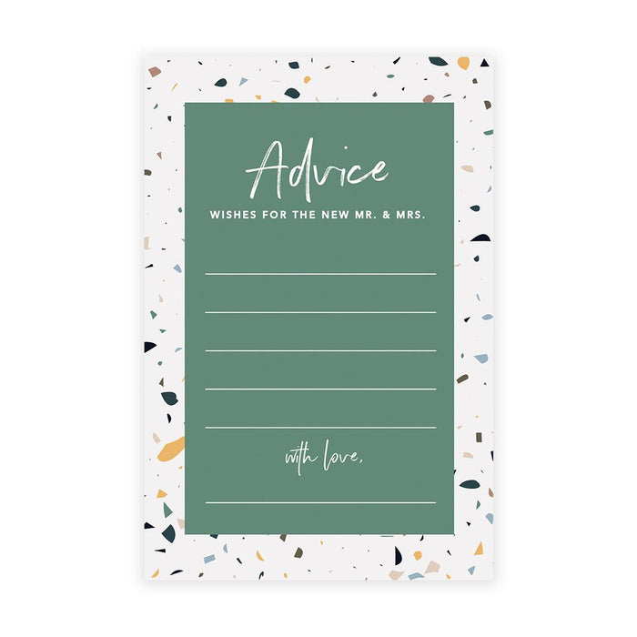 Wedding Advice & Well Wishes Guest Book Cards for Bride and Groom Design 2-Set of 56-Andaz Press-Terrazzo Border-