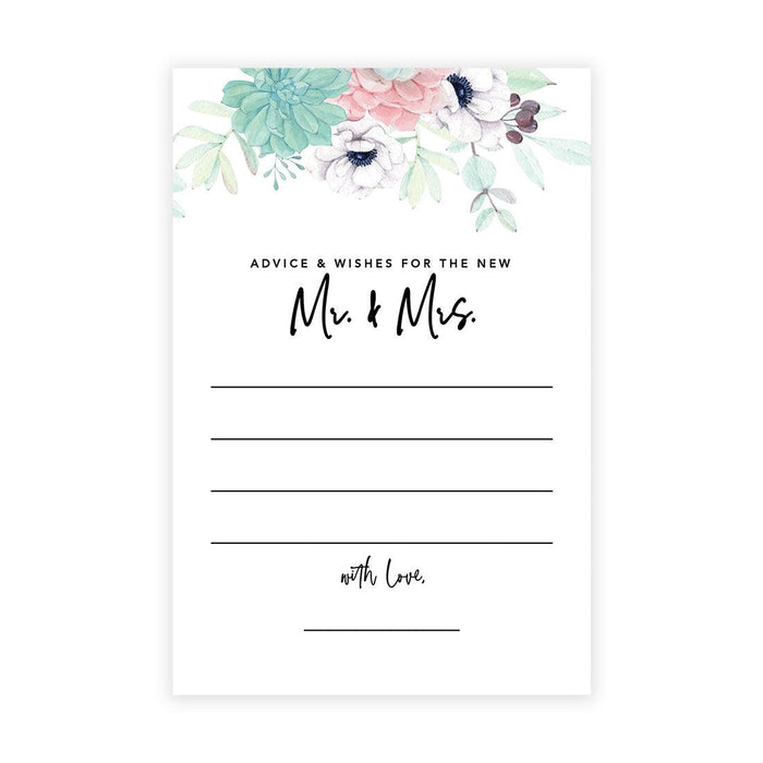 Wedding Advice & Well Wishes Guest Book Cards for Bride and Groom Design 2-Set of 56-Andaz Press-Wild Flowers-