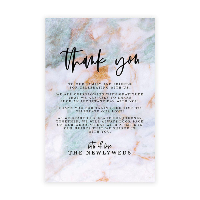 Wedding Thank You Place Setting Cards for Table Reception, Design 2-Set of 56-Andaz Press-Colorful Marble Agate-