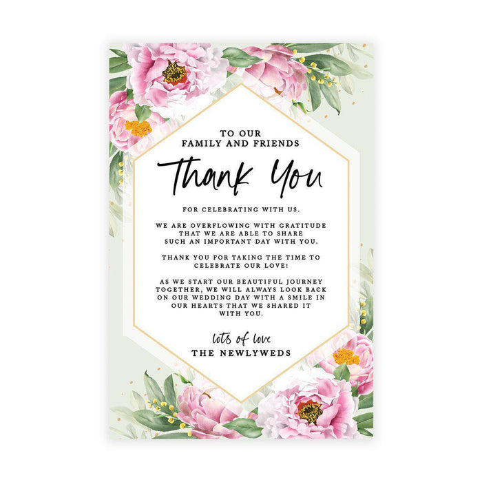 Wedding Thank You Place Setting Cards for Table Reception, Wedding Decoration Seating Design 1-Set of 56-Andaz Press-Classic Peonies-