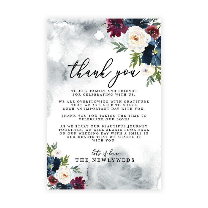Wedding Thank You Place Setting Cards for Table Reception, Wedding Decoration Seating Design 1-Set of 56-Andaz Press-Modern Rustic Florals-