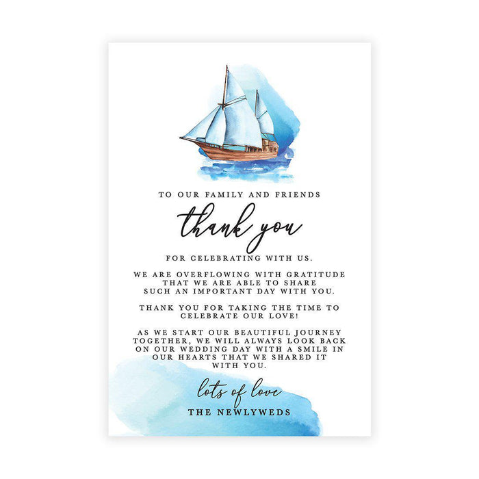 Wedding Thank You Place Setting Cards for Table Reception, Wedding Decoration Seating Design 1-Set of 56-Andaz Press-Nautical Sailboat-