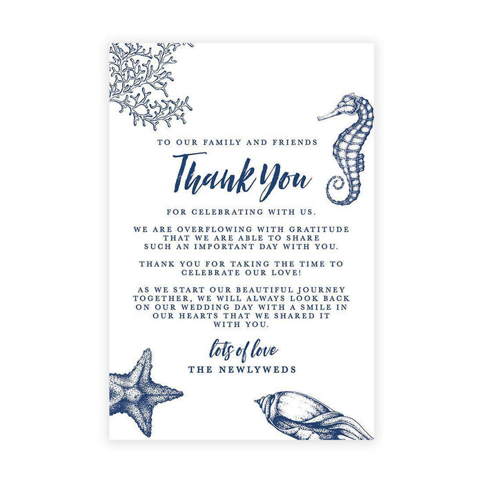 Wedding Thank You Place Setting Cards for Table Reception, Wedding Decoration Seating Design 1-Set of 56-Andaz Press-Nautical Sea Life-