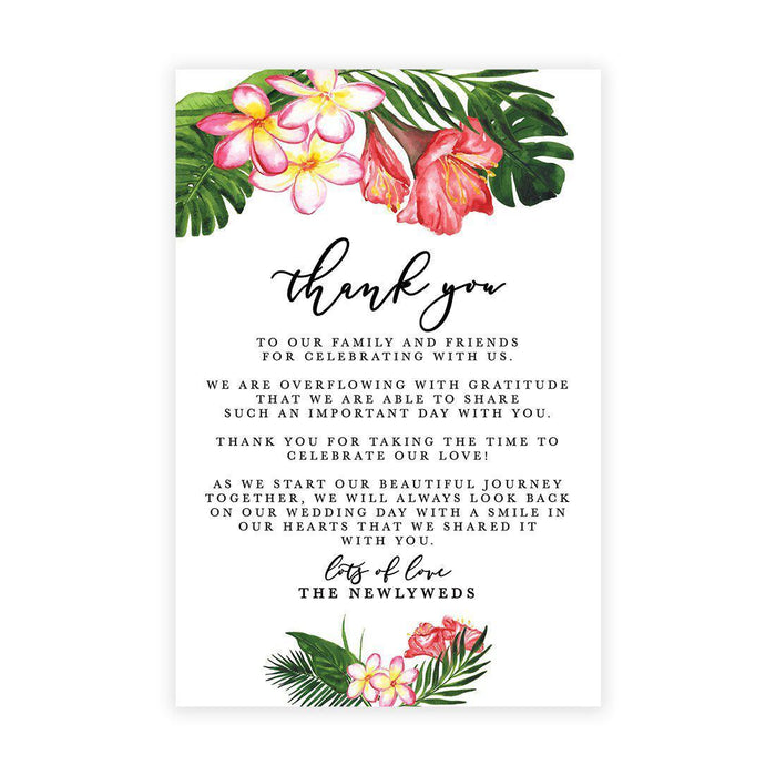 Wedding Thank You Place Setting Cards for Table Reception, Wedding Decoration Seating Design 1-Set of 56-Andaz Press-Tropical Florals-
