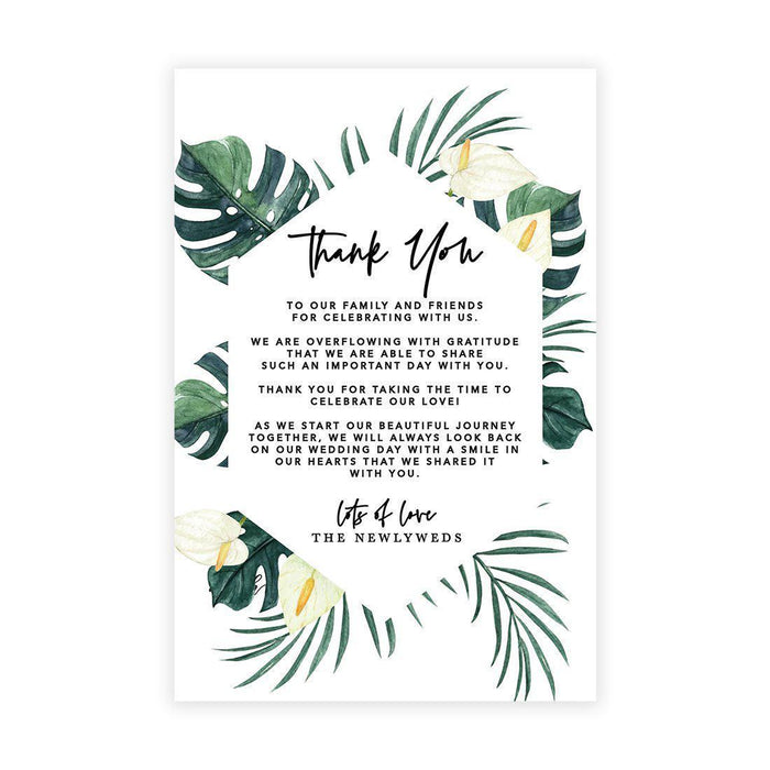 Wedding Thank You Place Setting Cards for Table Reception, Wedding Decoration Seating Design 1-Set of 56-Andaz Press-Tropical Geometric Monstera Palms-