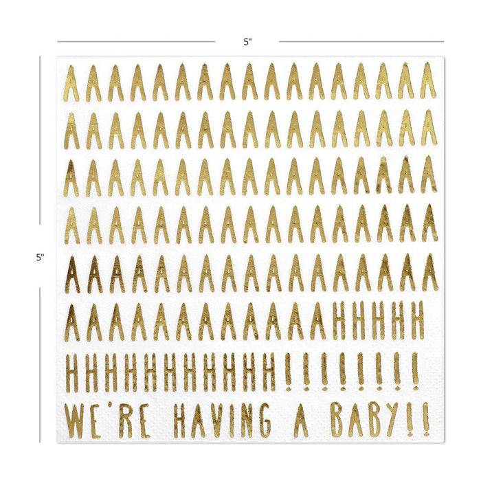 We're Having a Baby Funny Cocktail Napkins-Set of 50-Andaz Press-Gold-