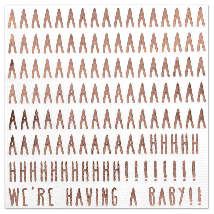 We're Having a Baby Funny Cocktail Napkins-Set of 50-Andaz Press-Rose Gold-