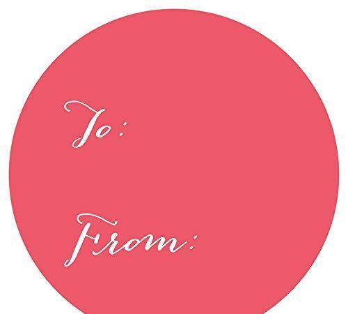 Whimsical To/From Circle Gift Labels-Set of 40-Andaz Press-Coral-