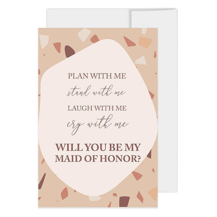 Will You Be My Bridesmaid Proposal Cards with Envelopes-Set of 16-Andaz Press-Terrazzo Design-