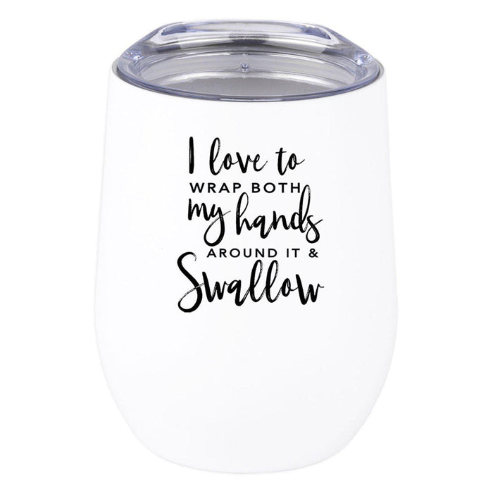Wine Tumbler with Lid 12 Oz Stemless Stainless Steel Insulated Tumbler-Set of 1-Andaz Press-I Love To Wrap-