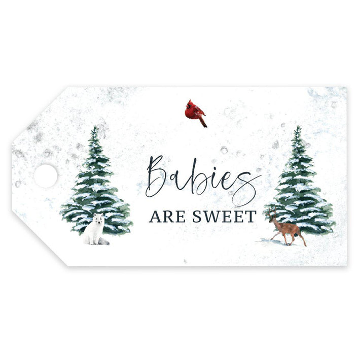 Winter Snowy Woodland Forest Watercolor Baby Shower Party, Classic Gift Tags, Baby Shower Favors-Set of 20-Andaz Press-Babies are Sweet-