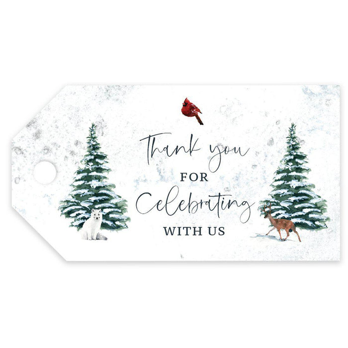 Winter Snowy Woodland Forest Watercolor Baby Shower Party, Classic Gift Tags, Baby Shower Favors-Set of 20-Andaz Press-Thank You for Celebrating-